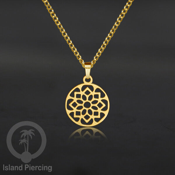 Kalung Liontin manis Stainless warna Gold, motif Mandala, Naga, Hati, Ohm, Kucing, Pentagram, Steel Necklace Charm
