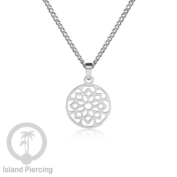 Kalung Liontin manis Stainless warna silver, motif Mandala, Naga, Hati, Ohm, Kucing, Pentagram, Steel Necklace Charm