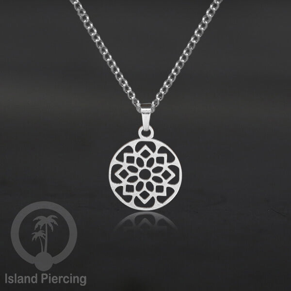 Kalung Liontin manis Stainless warna silver, motif Mandala, Naga, Hati, Ohm, Kucing, Pentagram, Steel Necklace Charm