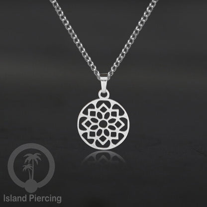 Kalung Liontin manis Stainless warna silver, motif Mandala, Naga, Hati, Ohm, Kucing, Pentagram, Steel Necklace Charm