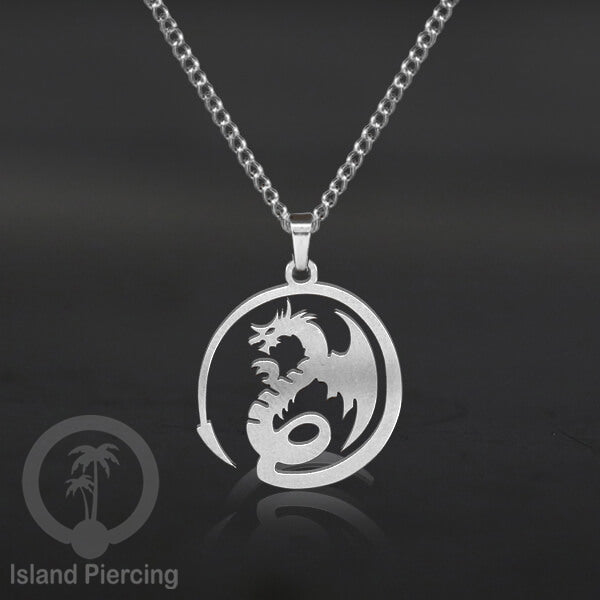 Kalung Liontin manis Stainless warna silver, motif Mandala, Naga, Hati, Ohm, Kucing, Pentagram, Steel Necklace Charm