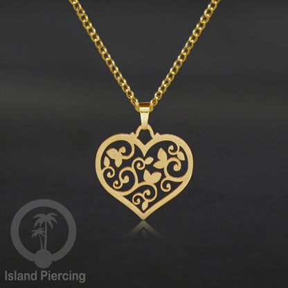 Kalung Liontin manis Stainless warna Gold, motif Mandala, Naga, Hati, Ohm, Kucing, Pentagram, Steel Necklace Charm