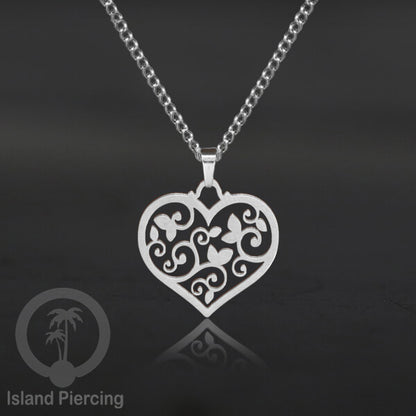 Kalung Liontin manis Stainless warna silver, motif Mandala, Naga, Hati, Ohm, Kucing, Pentagram, Steel Necklace Charm