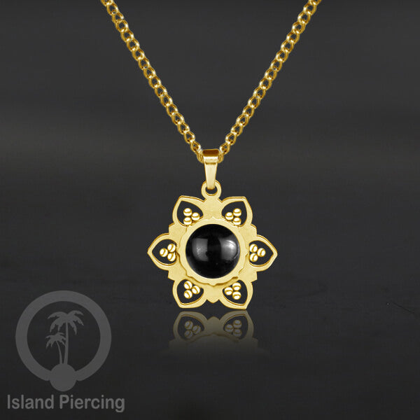 Steel Charm Chain Necklace with Epoxy, Kalung Liontin Stainless warna Gold dengan Resin