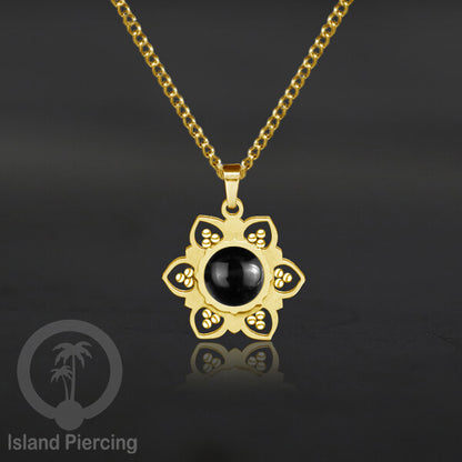 Steel Charm Chain Necklace with Epoxy, Kalung Liontin Stainless warna Gold dengan Resin