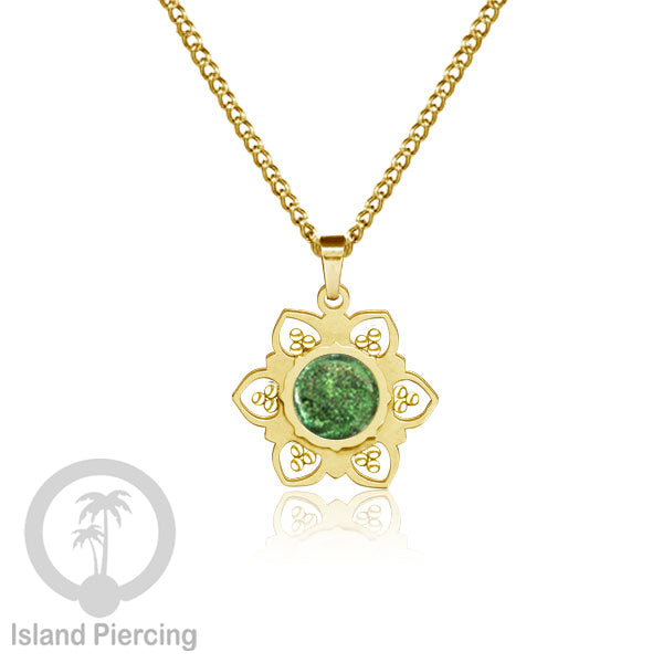 Steel Charm Chain Necklace with Epoxy, Kalung Liontin Stainless warna Gold dengan Resin