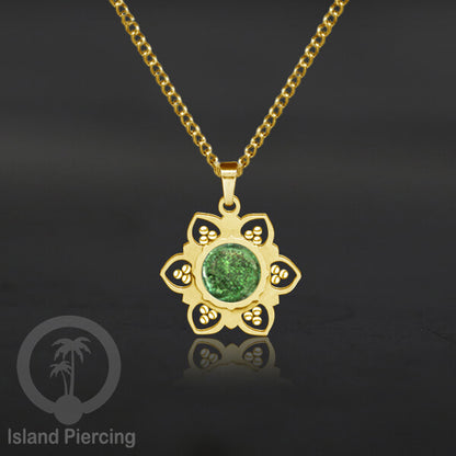 Steel Charm Chain Necklace with Epoxy, Kalung Liontin Stainless warna Gold dengan Resin