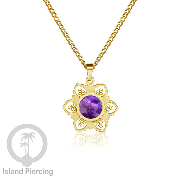 Steel Charm Chain Necklace with Epoxy, Kalung Liontin Stainless warna Gold dengan Resin