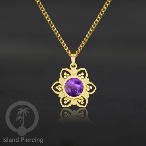 Steel Charm Chain Necklace with Epoxy, Kalung Liontin Stainless warna Gold dengan Resin