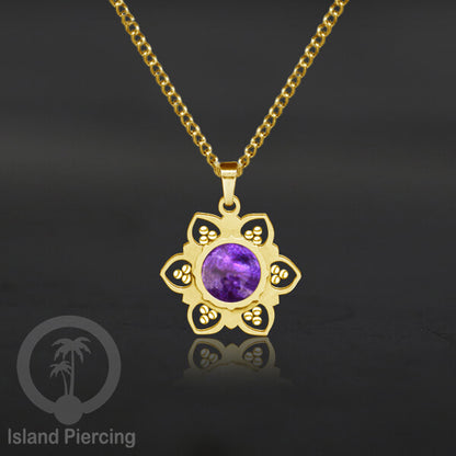 Steel Charm Chain Necklace with Epoxy, Kalung Liontin Stainless warna Gold dengan Resin