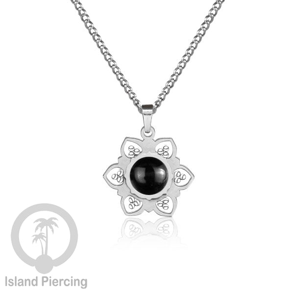 Steel Charm Chain Necklace with Epoxy, Kalung Liontin Stainless warna Silver dengan Resin