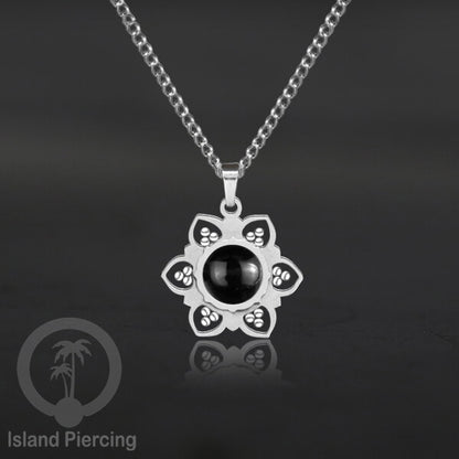 Steel Charm Chain Necklace with Epoxy, Kalung Liontin Stainless warna Silver dengan Resin