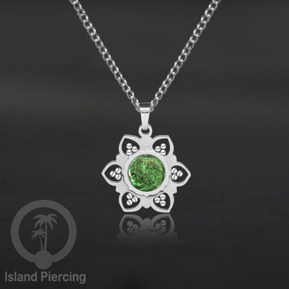 Steel Charm Chain Necklace with Epoxy, Kalung Liontin Stainless warna Silver dengan Resin