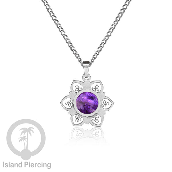 Steel Charm Chain Necklace with Epoxy, Kalung Liontin Stainless warna Silver dengan Resin