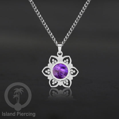 Steel Charm Chain Necklace with Epoxy, Kalung Liontin Stainless warna Silver dengan Resin