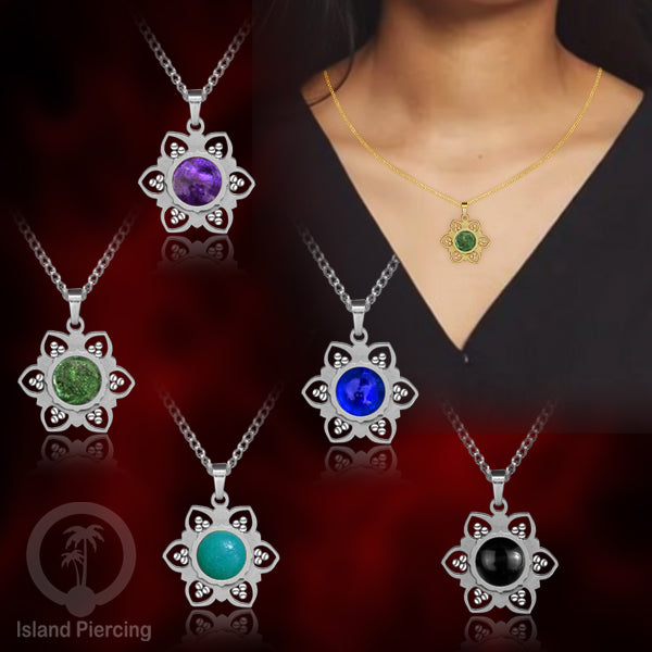 Steel Charm Chain Necklace with Epoxy, Kalung Liontin Stainless warna Silver dengan Resin