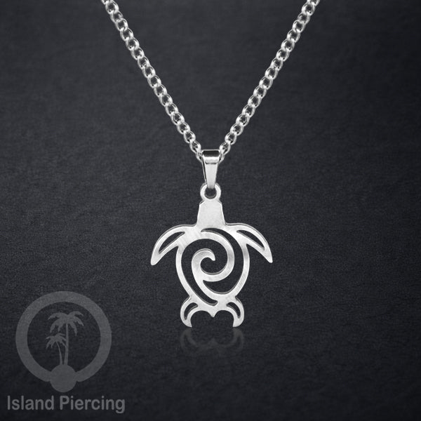Kalung Stainless dengan Liontin kecil warna Silver inspirasi Laut. Lumba2, Kura2, Surfer, Ombak..