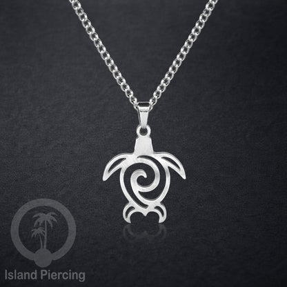 Kalung Stainless dengan Liontin kecil warna Silver inspirasi Laut. Lumba2, Kura2, Surfer, Ombak..