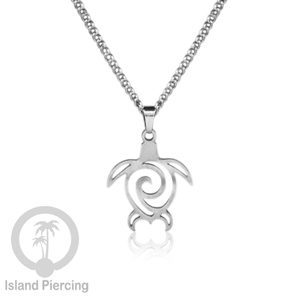 Kalung Stainless dengan Liontin kecil warna Silver inspirasi Laut. Lumba2, Kura2, Surfer, Ombak..