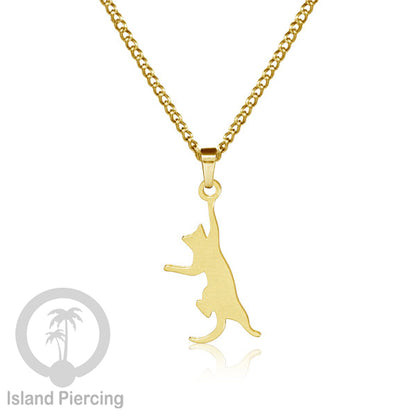 Kalung Liontin manis Stainless warna Gold, motif Mandala, Naga, Hati, Ohm, Kucing, Pentagram, Steel Necklace Charm