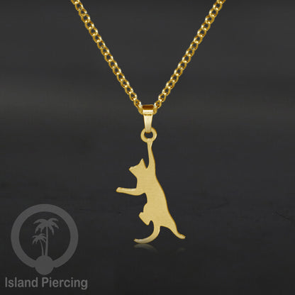 Kalung Liontin manis Stainless warna Gold, motif Mandala, Naga, Hati, Ohm, Kucing, Pentagram, Steel Necklace Charm