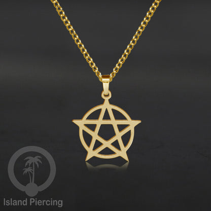 Kalung Liontin manis Stainless warna Gold, motif Mandala, Naga, Hati, Ohm, Kucing, Pentagram, Steel Necklace Charm