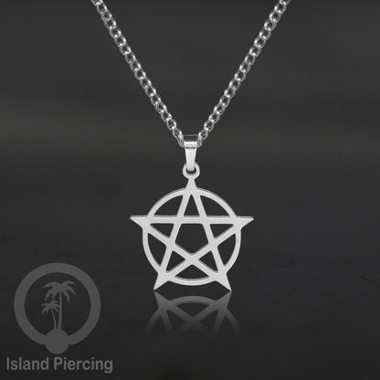Kalung Liontin manis Stainless warna silver, motif Mandala, Naga, Hati, Ohm, Kucing, Pentagram, Steel Necklace Charm