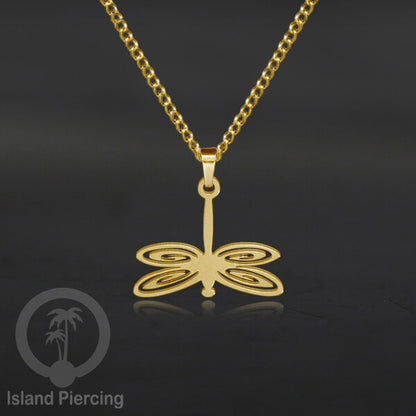 Perhiasan Stainless Kalung Liontin kecil warna Gold  motif Bunga, Dragonfly, Kunci, Fairy, Butterfly, Spider