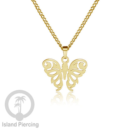 Perhiasan Stainless Kalung Liontin kecil warna Gold  motif Bunga, Dragonfly, Kunci, Fairy, Butterfly, Spider