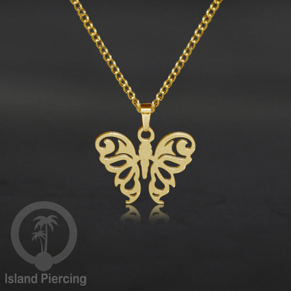 Perhiasan Stainless Kalung Liontin kecil warna Gold  motif Bunga, Dragonfly, Kunci, Fairy, Butterfly, Spider
