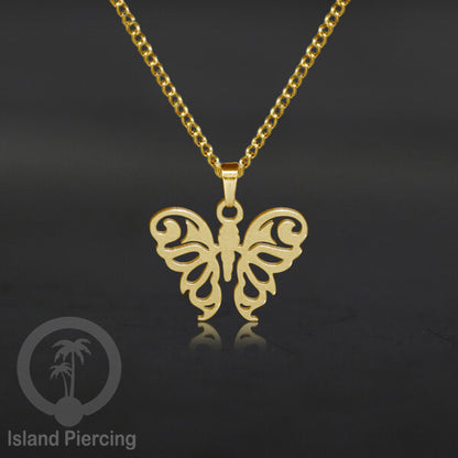 Perhiasan Stainless Kalung Liontin kecil warna Gold  motif Bunga, Dragonfly, Kunci, Fairy, Butterfly, Spider