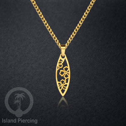 Kalung Stainless dengan Liontin Surf warna Gold. Banyak variasi Bandul Surf Board Necklace