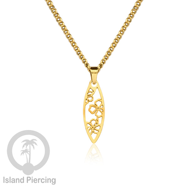 Kalung Stainless dengan Liontin Surf warna Gold. Banyak variasi Bandul Surf Board Necklace