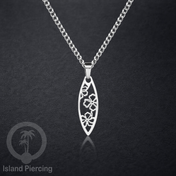 Kalung Stainless dengan Liontin Surf warna Silver. Banyak variasi Bandul Surf Board Necklace