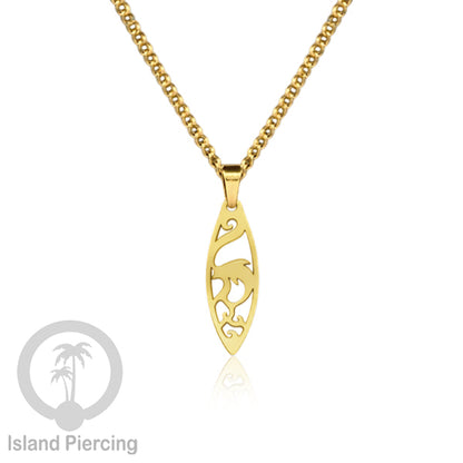 Kalung Stainless dengan Liontin Surf warna Gold. Banyak variasi Bandul Surf Board Necklace
