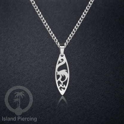 Kalung Stainless dengan Liontin Surf warna Silver. Banyak variasi Bandul Surf Board Necklace