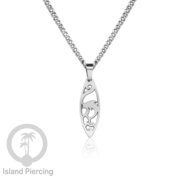 Kalung Stainless dengan Liontin Surf warna Silver. Banyak variasi Bandul Surf Board Necklace