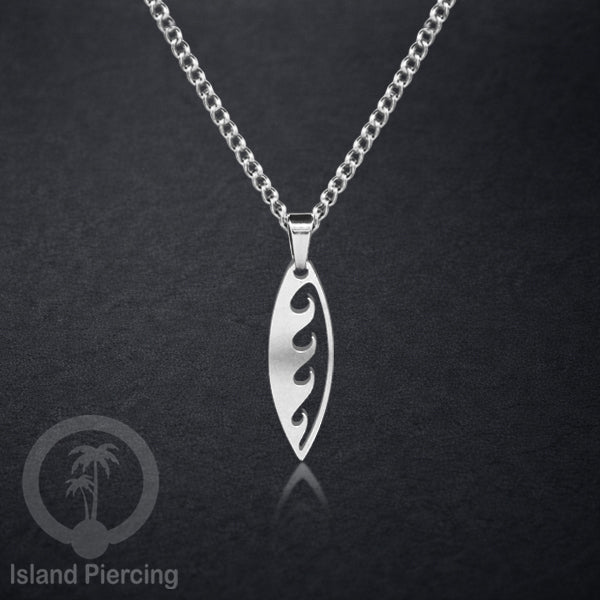 Kalung Stainless dengan Liontin Surf warna Silver. Banyak variasi Bandul Surf Board Necklace