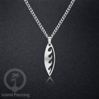 Kalung Stainless dengan Liontin Surf warna Silver. Banyak variasi Bandul Surf Board Necklace