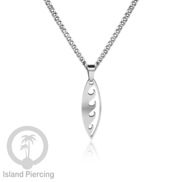 Kalung Stainless dengan Liontin Surf warna Silver. Banyak variasi Bandul Surf Board Necklace