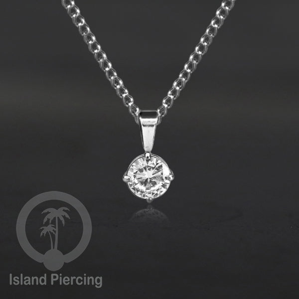 Liontin kecil warna silver dengan Kristal Zircon. Steel Necklace with Zirconia Crystals