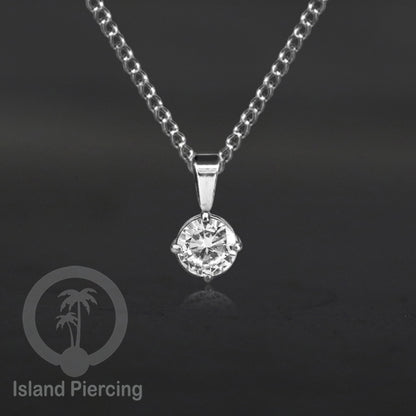 Liontin kecil warna silver dengan Kristal Zircon. Steel Necklace with Zirconia Crystals