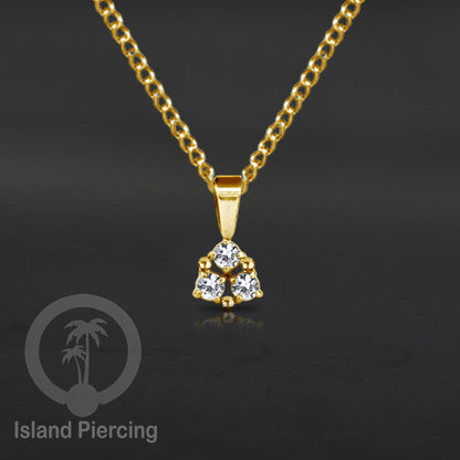 Liontin kecil warna gold dengan Kristal Zircon. Steel Necklace with Zirconia Crystals