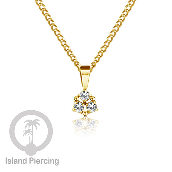 Liontin kecil warna gold dengan Kristal Zircon. Steel Necklace with Zirconia Crystals