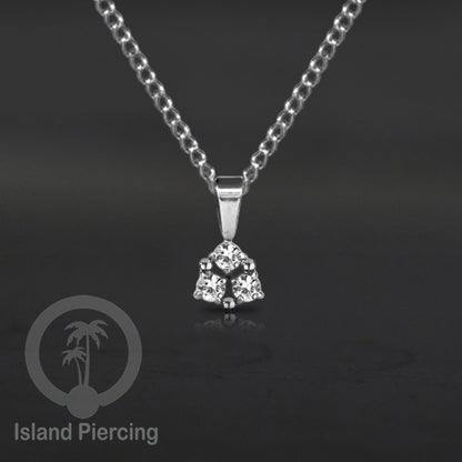 Liontin kecil warna silver dengan Kristal Zircon. Steel Necklace with Zirconia Crystals