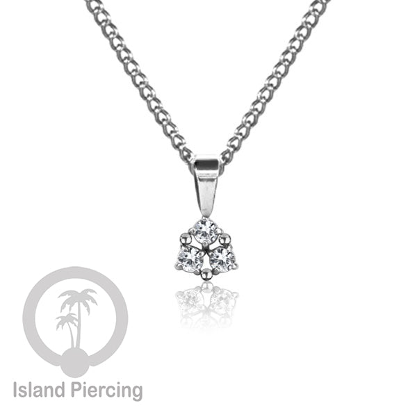 Liontin kecil warna silver dengan Kristal Zircon. Steel Necklace with Zirconia Crystals