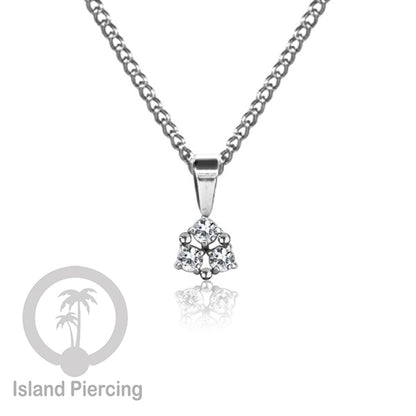 Liontin kecil warna silver dengan Kristal Zircon. Steel Necklace with Zirconia Crystals