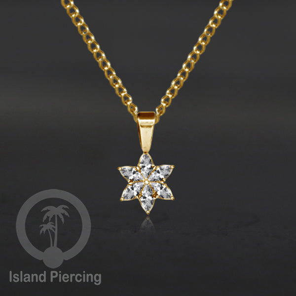 Liontin kecil warna gold dengan Kristal Zircon. Steel Necklace with Zirconia Crystals