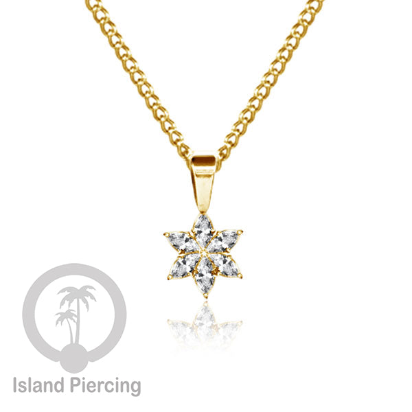Liontin kecil warna gold dengan Kristal Zircon. Steel Necklace with Zirconia Crystals