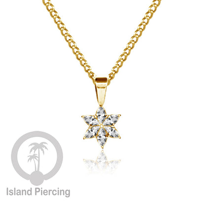 Liontin kecil warna gold dengan Kristal Zircon. Steel Necklace with Zirconia Crystals